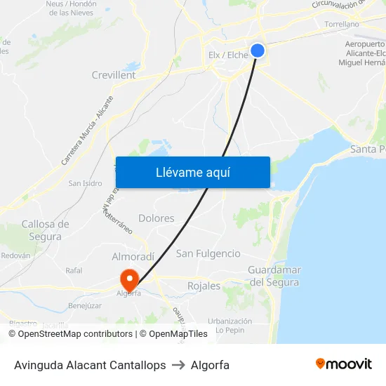 Avinguda Alacant Cantallops to Algorfa map