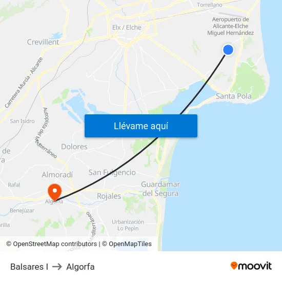 Balsares I to Algorfa map