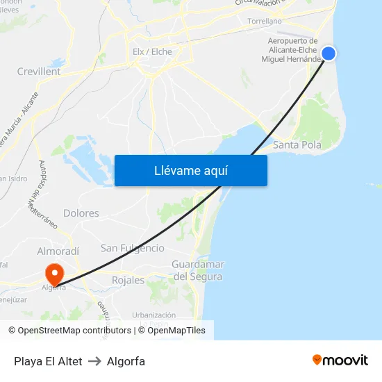 Playa El Altet to Algorfa map