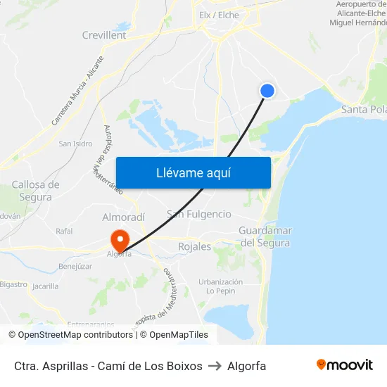 Ctra. Asprillas - Camí de Los Boixos to Algorfa map