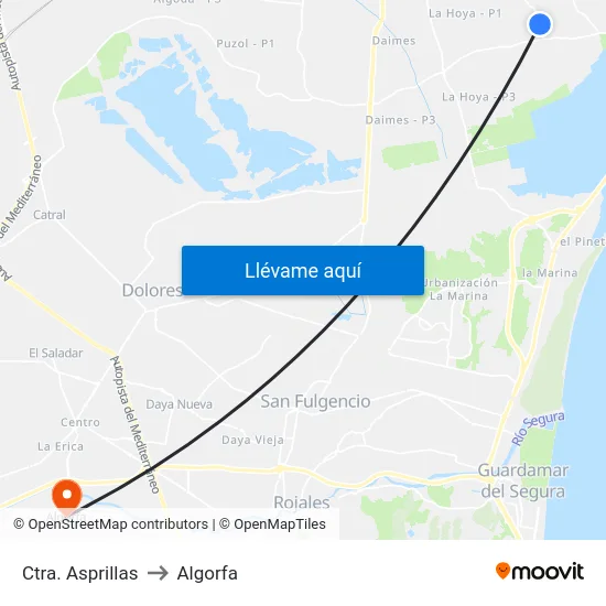 Ctra. Asprillas to Algorfa map