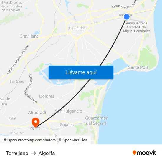 Torrellano to Algorfa map