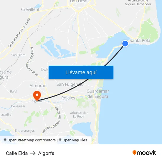 Calle Elda to Algorfa map