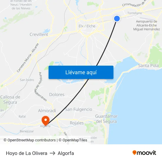 Hoyo de La Olivera to Algorfa map