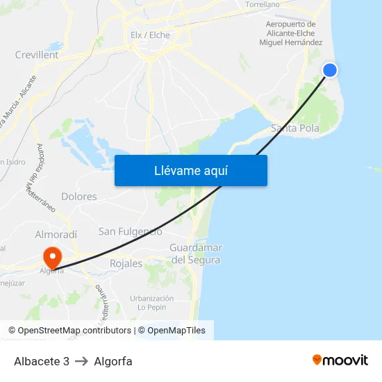 Albacete 3 to Algorfa map