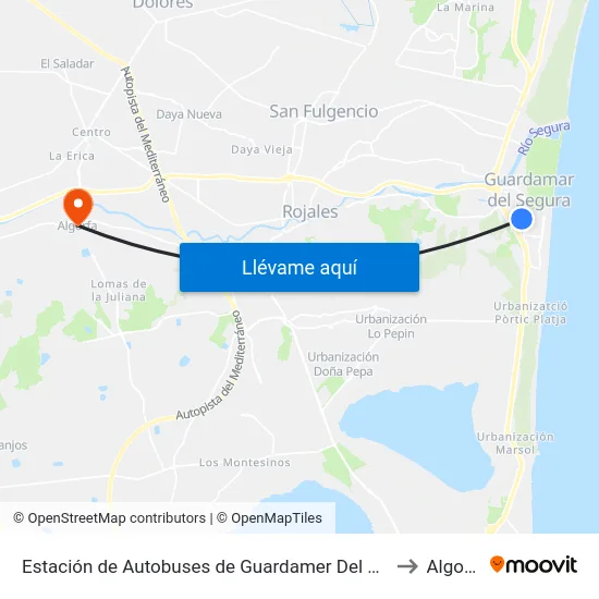 Estación de Autobuses de Guardamer Del Segura to Algorfa map