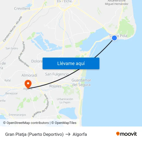 Gran Platja (Puerto Deportivo) to Algorfa map
