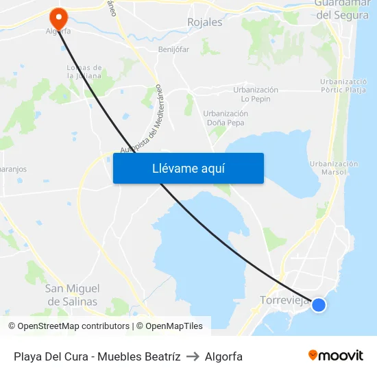 Playa Del Cura - Muebles Beatríz to Algorfa map
