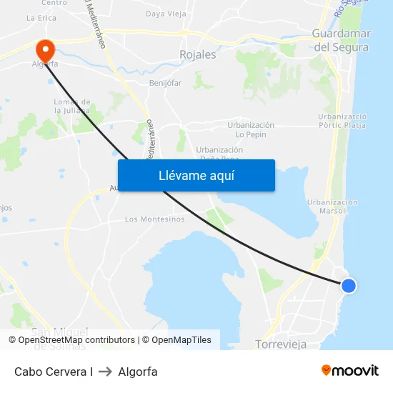 Cabo Cervera I to Algorfa map