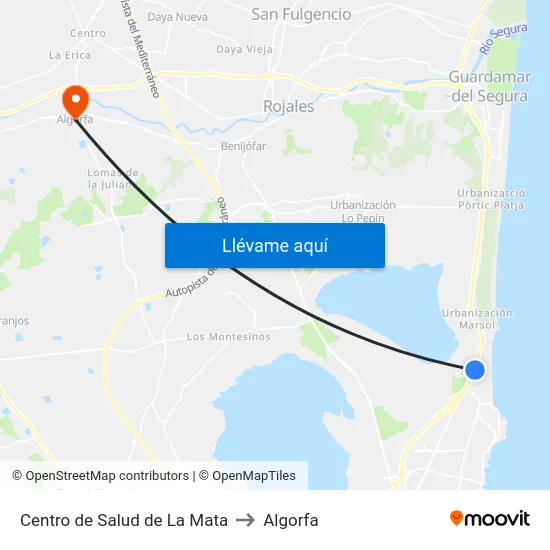 Centro de Salud de La Mata to Algorfa map