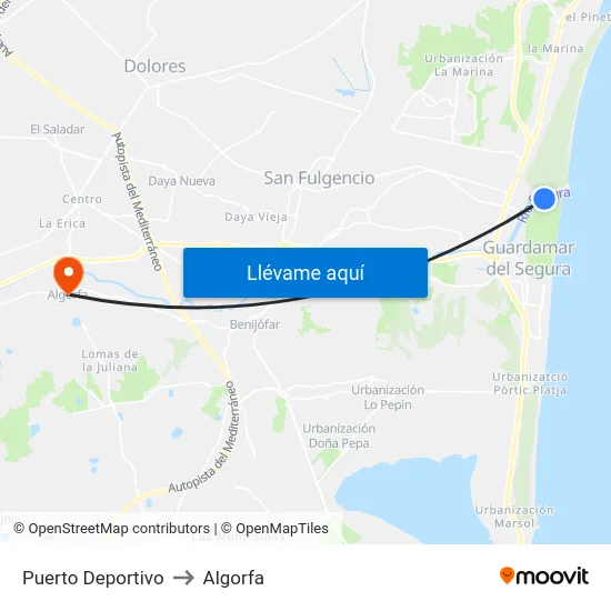 Puerto Deportivo to Algorfa map