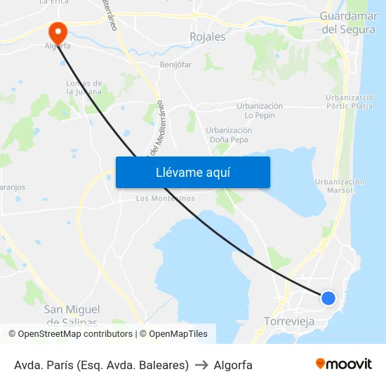 Avda. París (Esq. Avda. Baleares) to Algorfa map