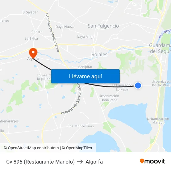 Cv 895 (Restaurante Manolo) to Algorfa map
