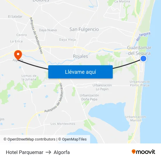 Hotel Parquemar to Algorfa map