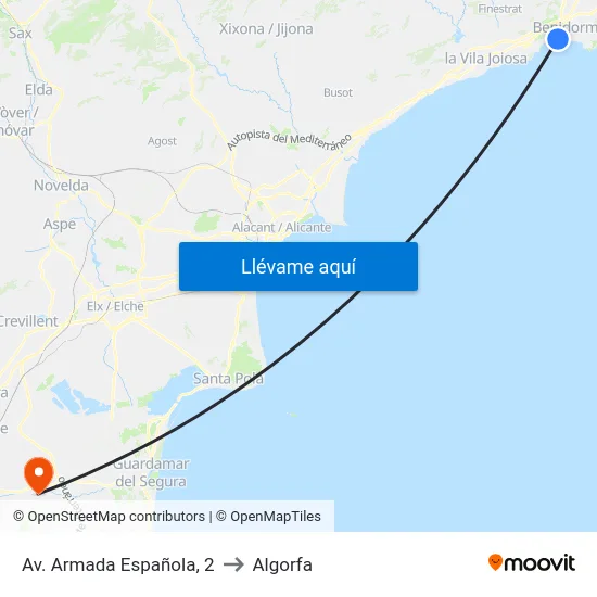 Av. Armada Española, 2 to Algorfa map