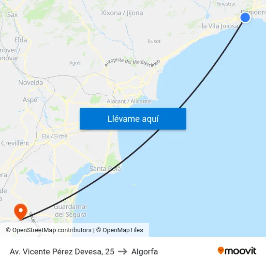 Av. Vicente Pérez Devesa, 25 to Algorfa map