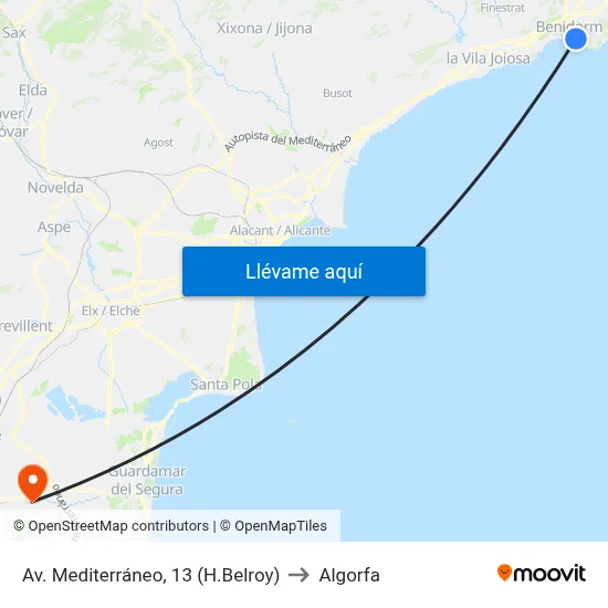 Av. Mediterráneo, 13 (H.Belroy) to Algorfa map