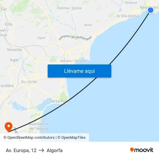 Av. Europa, 12 to Algorfa map