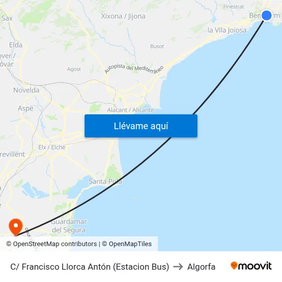 C/ Francisco Llorca Antón (Estacion Bus) to Algorfa map