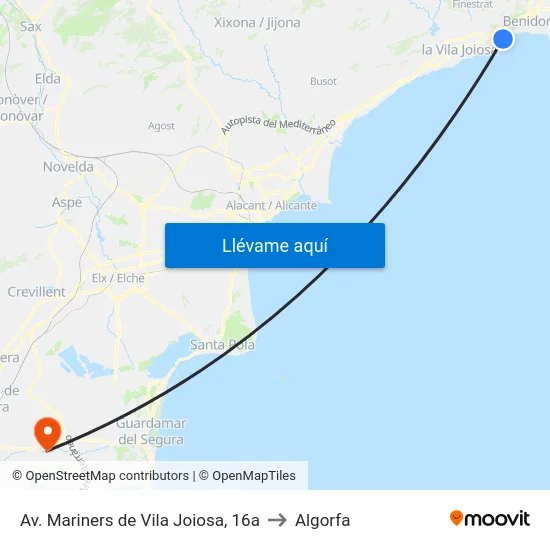 Av. Mariners de Vila Joiosa, 16a to Algorfa map