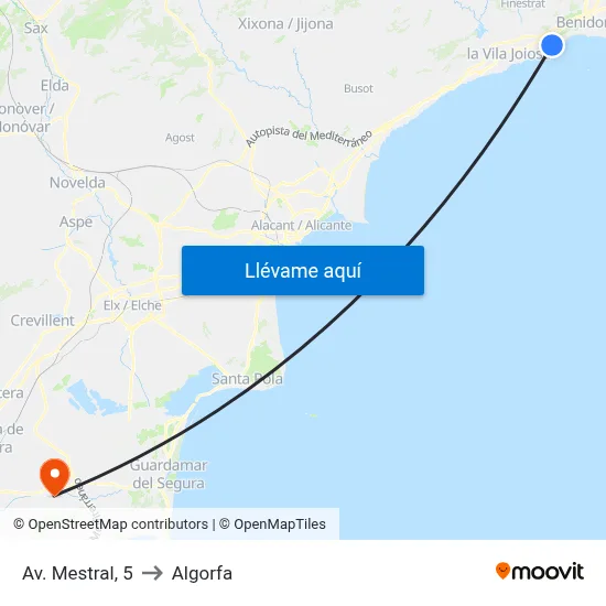 Av. Mestral, 5 to Algorfa map