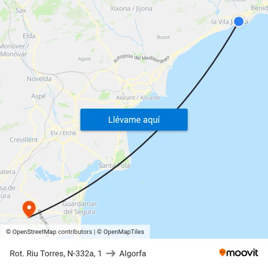 Rot. Riu Torres, N-332a, 1 to Algorfa map