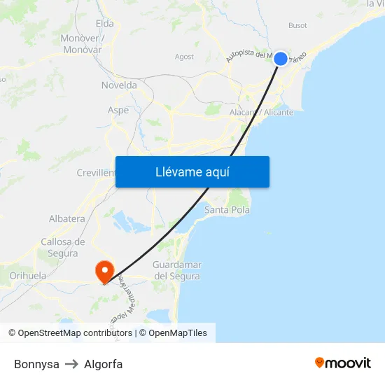 Bonnysa to Algorfa map