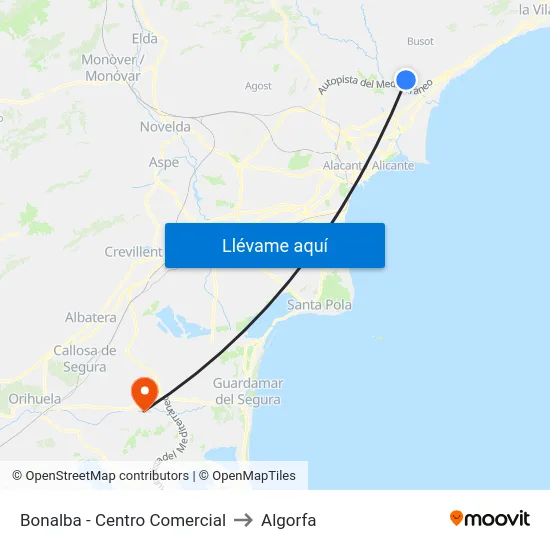Bonalba - Centro Comercial to Algorfa map