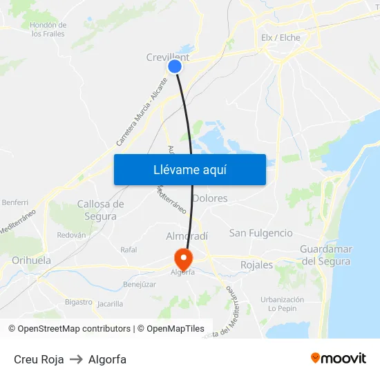 Creu Roja to Algorfa map
