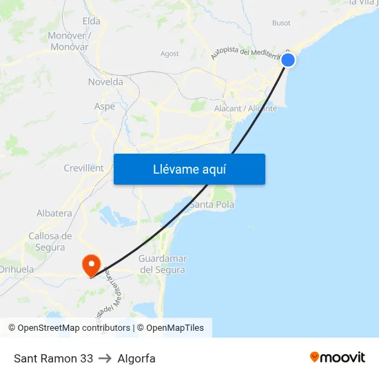 Sant Ramon 33 to Algorfa map