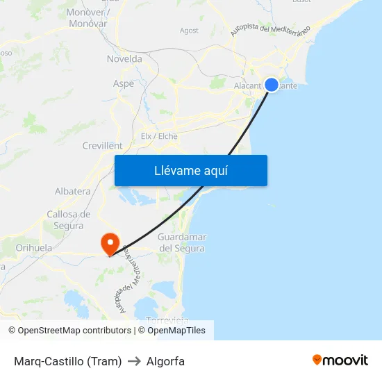 Marq-Castillo (Tram) to Algorfa map