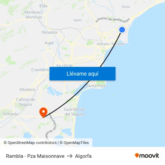 Rambla - Pza Maisonnave to Algorfa map