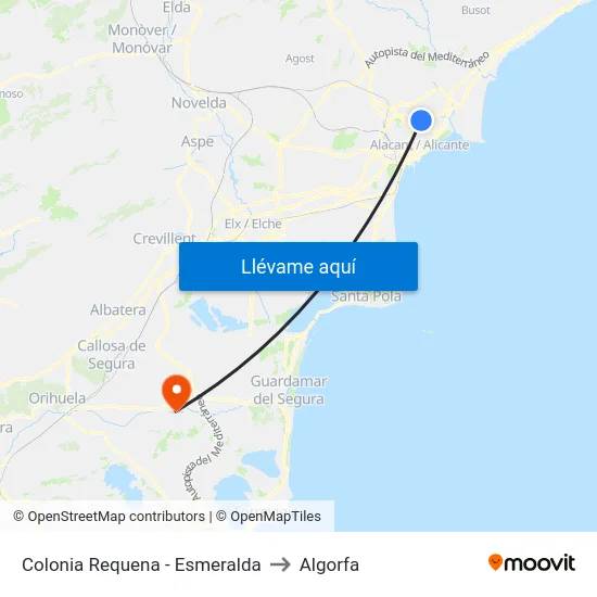 Colonia Requena - Esmeralda to Algorfa map