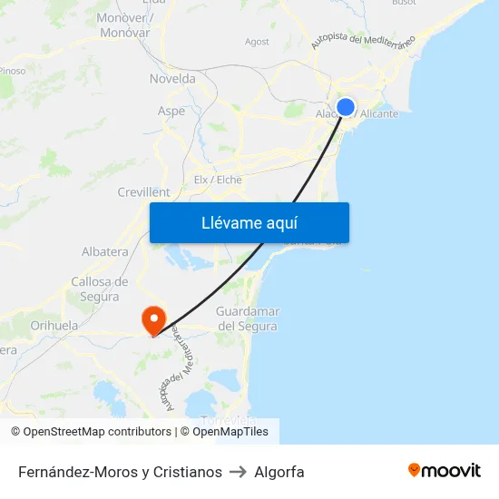 Fernández-Moros y Cristianos to Algorfa map