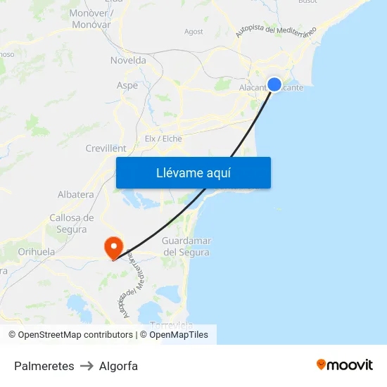 Palmeretes to Algorfa map