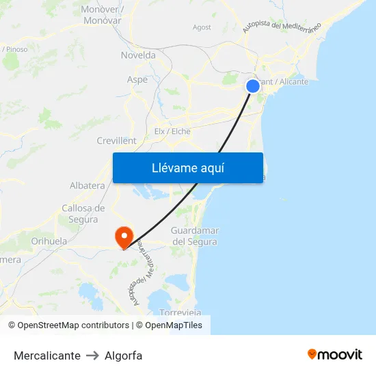 Mercalicante to Algorfa map