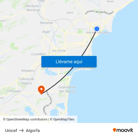 Unicef to Algorfa map