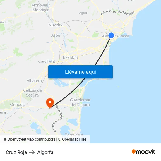 Cruz Roja to Algorfa map