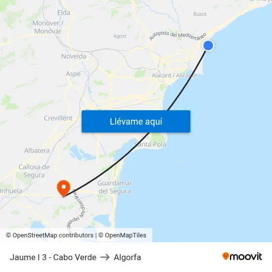 Jaume I 3 - Cabo Verde to Algorfa map