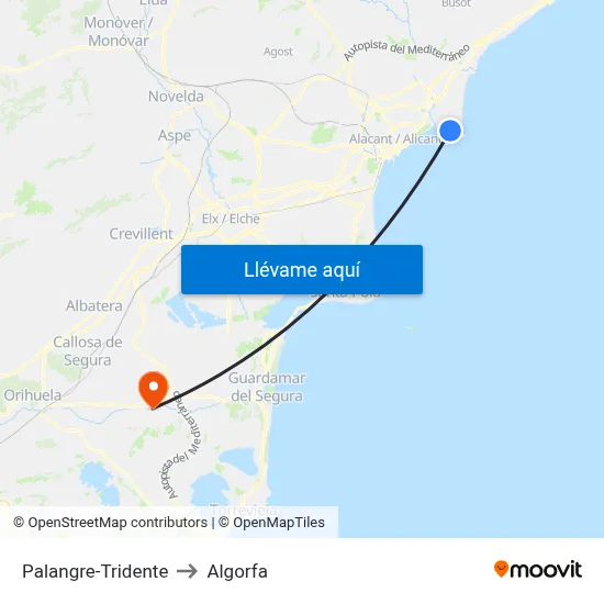 Palangre-Tridente to Algorfa map