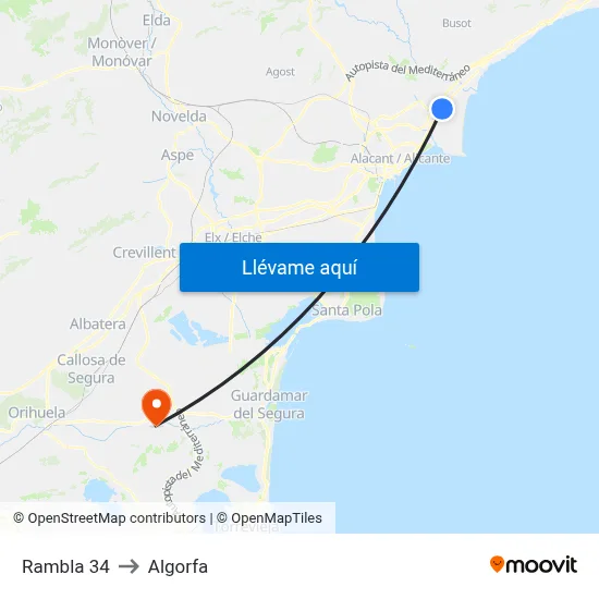 Rambla 34 to Algorfa map