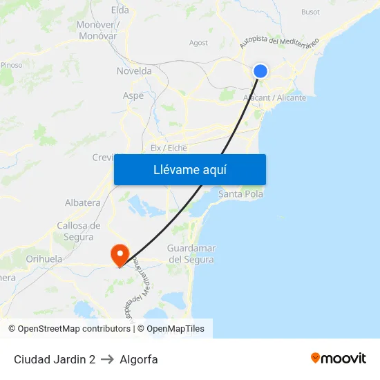 Ciudad Jardin 2 to Algorfa map