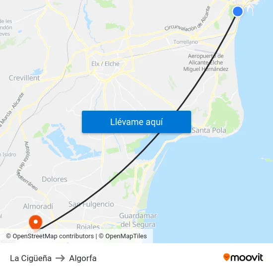 La Cigüeña to Algorfa map