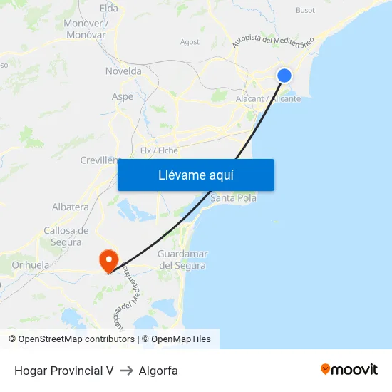 Hogar Provincial V to Algorfa map