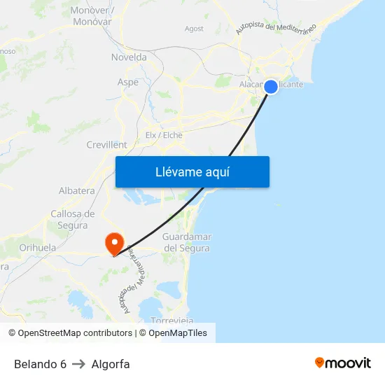 Belando 6 to Algorfa map