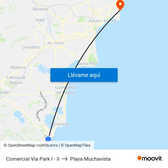 Comercial Via Park I - II to Playa Muchavista map