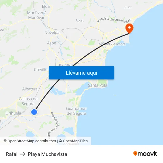 Rafal to Playa Muchavista map