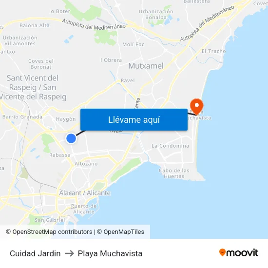 Cuidad Jardin to Playa Muchavista map