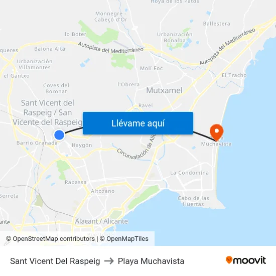 Sant Vicent Del Raspeig to Playa Muchavista map