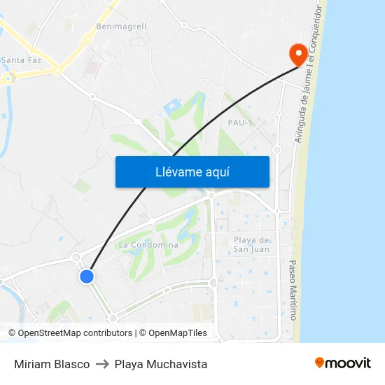 Miriam Blasco to Playa Muchavista map
